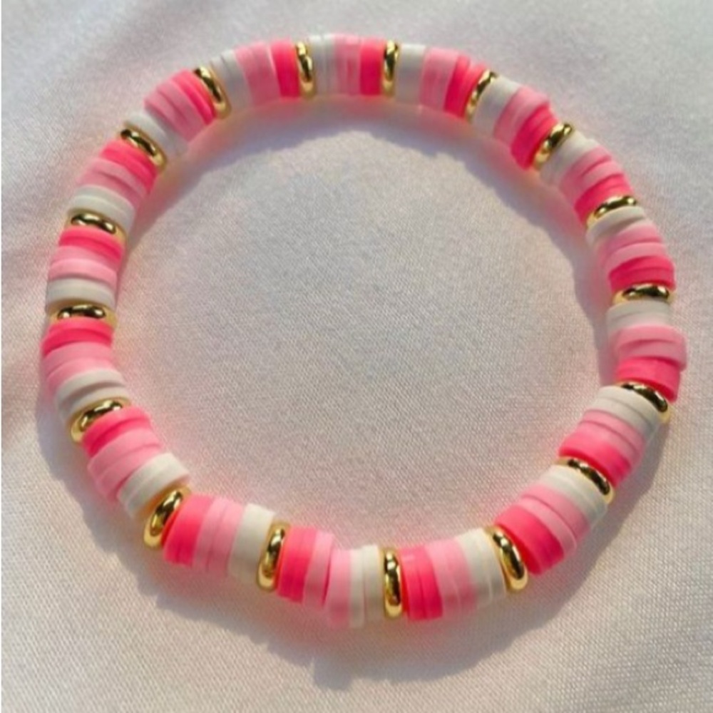 Playful Pink and White Beaded Bracelet